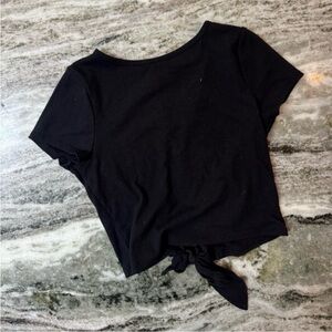 Blue Rain Black Tie-Front Crop Top